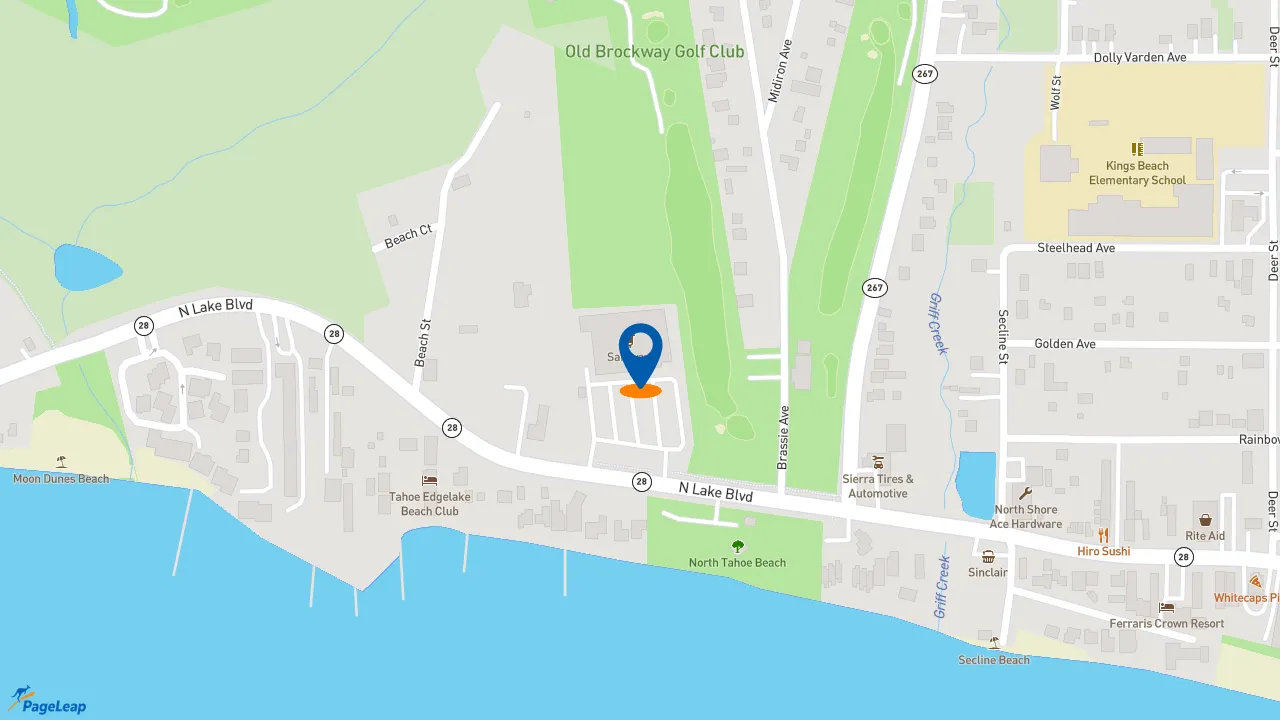 PageLeap.com map showing location of Starbucks in Kings Beach.