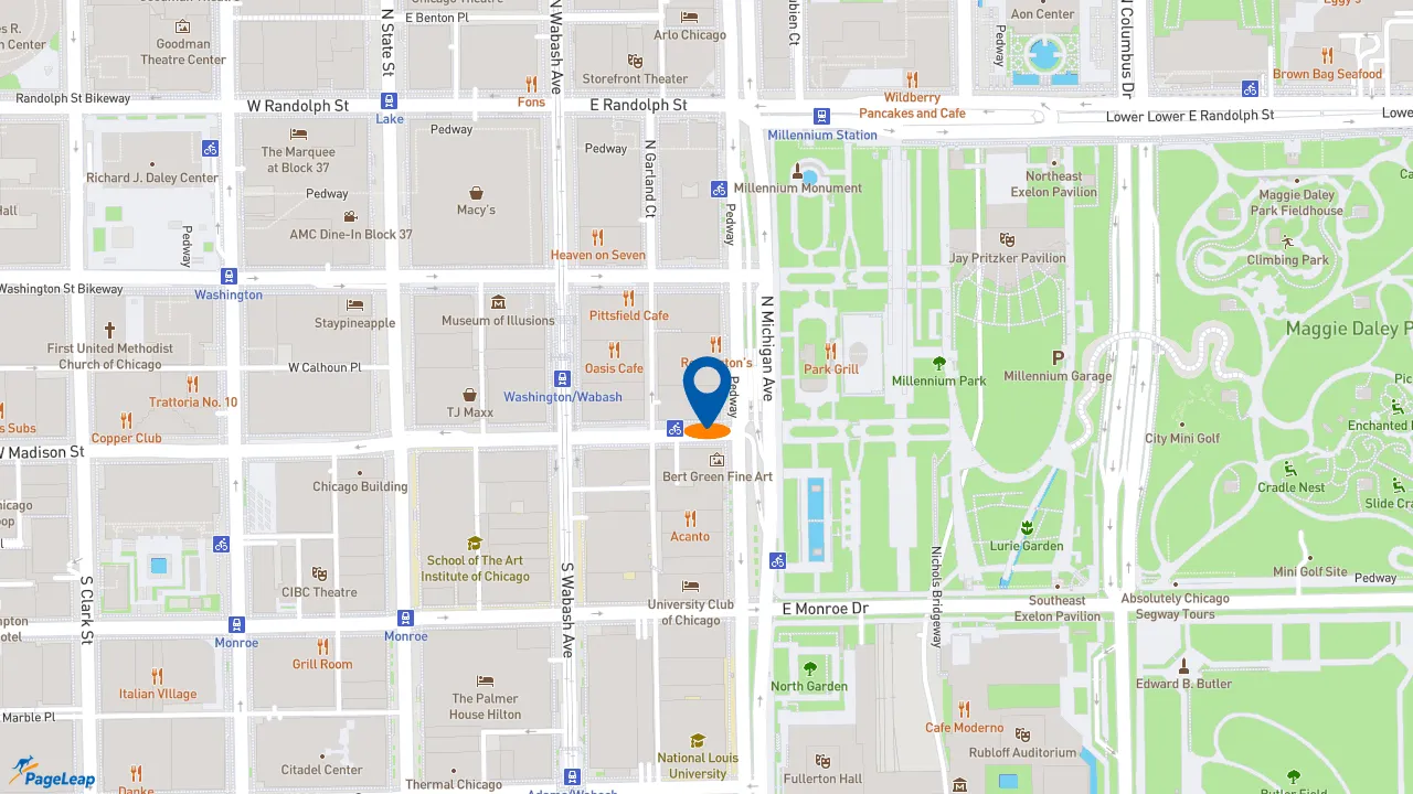 https://pageleap.com map showing location of Starbucks in Chicago.