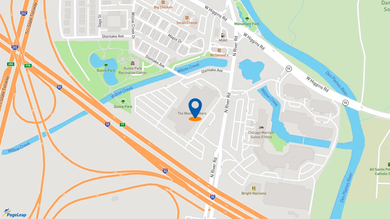 https://pageleap.com map showing location of Starbucks in Rosemont.