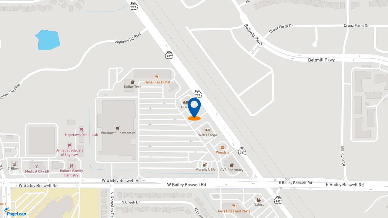 https://pageleap.com map showing location of Starbucks in Saginaw.