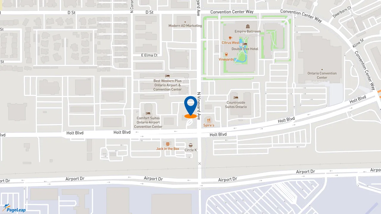 https://pageleap.com map showing location of Starbucks in Ontario.