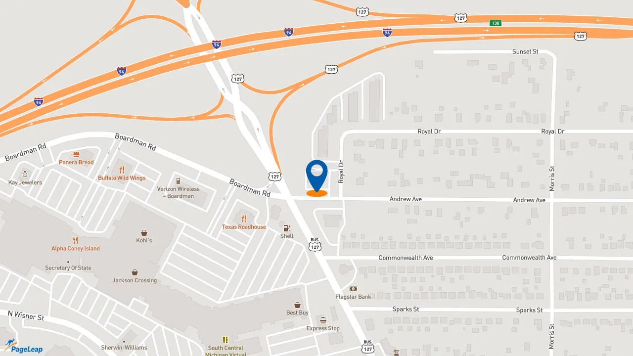 https://pageleap.com map showing location of Starbucks in Jackson.