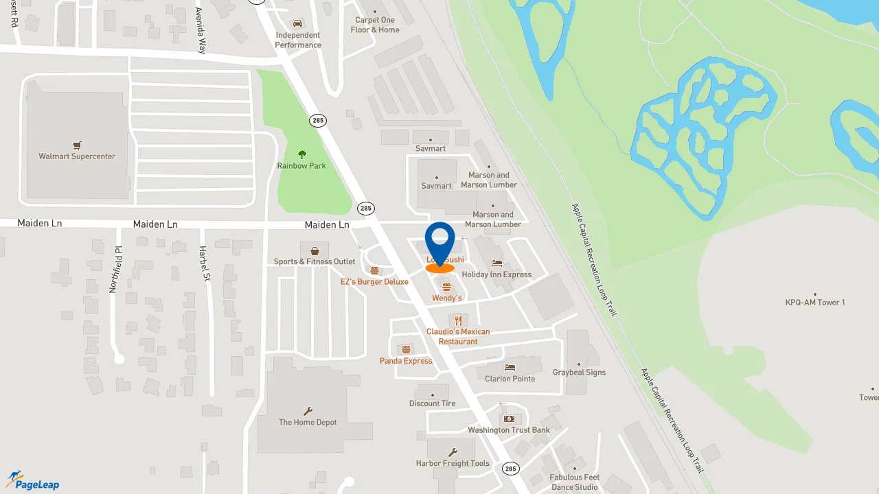 https://pageleap.com map showing location of Starbucks in Wenatchee.