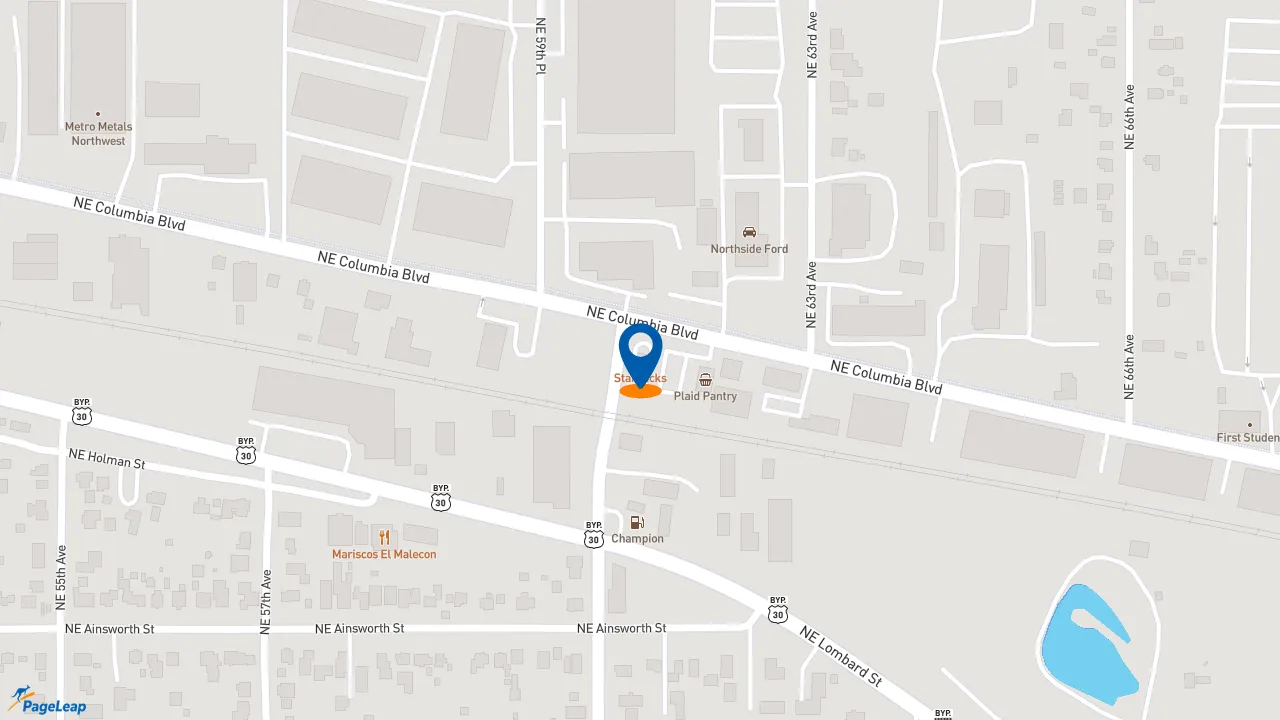 https://pageleap.com map showing location of Starbucks in Portland.