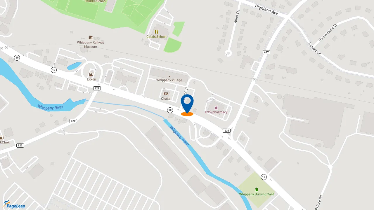 https://pageleap.com map showing location of Starbucks in Whippany.