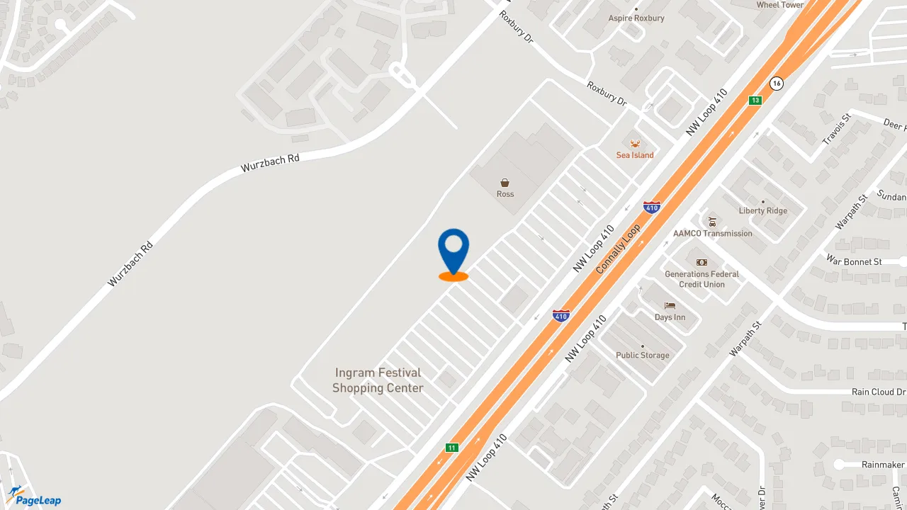 https://pageleap.com map showing location of Starbucks in San Antonio.