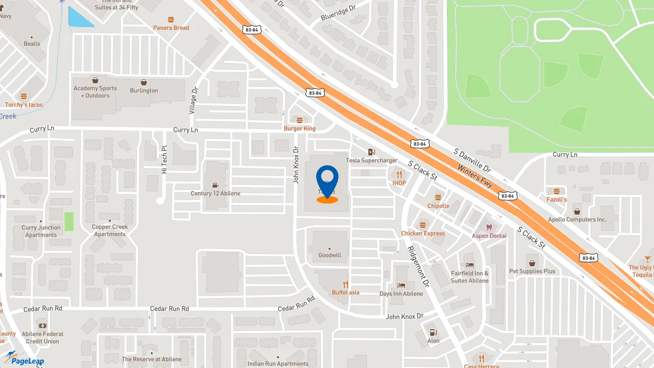 https://pageleap.com map showing location of Starbucks in Abilene.