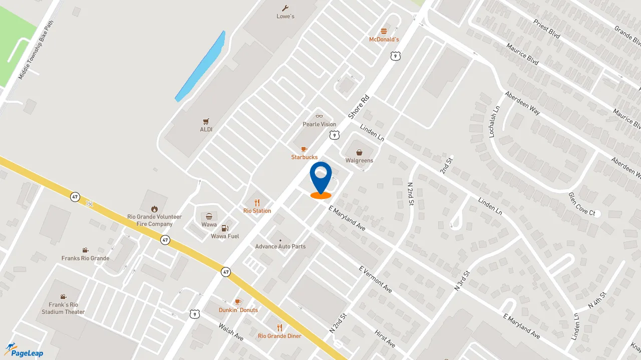 https://pageleap.com map showing location of Starbucks in Rio Grande.
