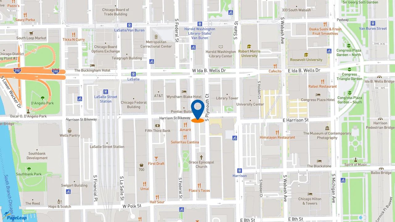 https://pageleap.com map showing location of Starbucks in Chicago.