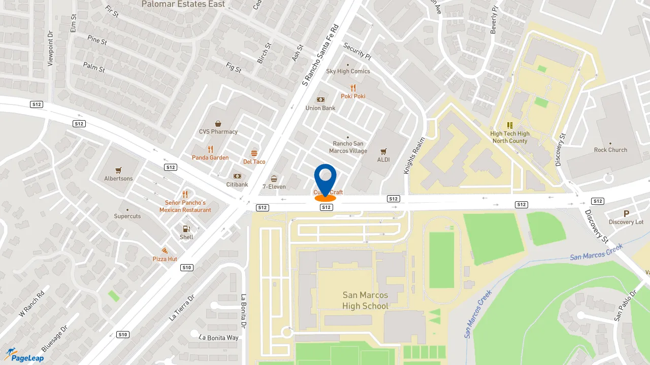 https://pageleap.com map showing location of Starbucks in San Marcos.