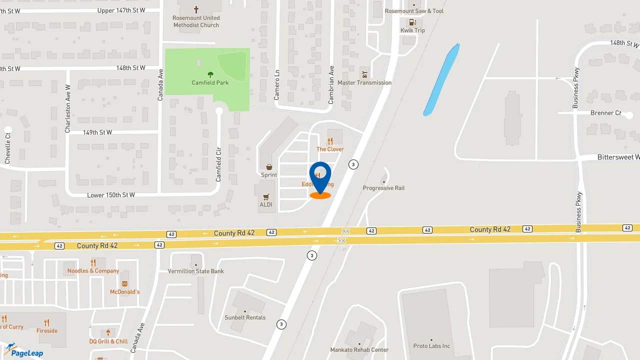 https://pageleap.com map showing location of Starbucks in Rosemount.