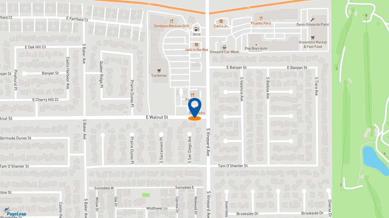 https://pageleap.com map showing location of Starbucks in Ontario.