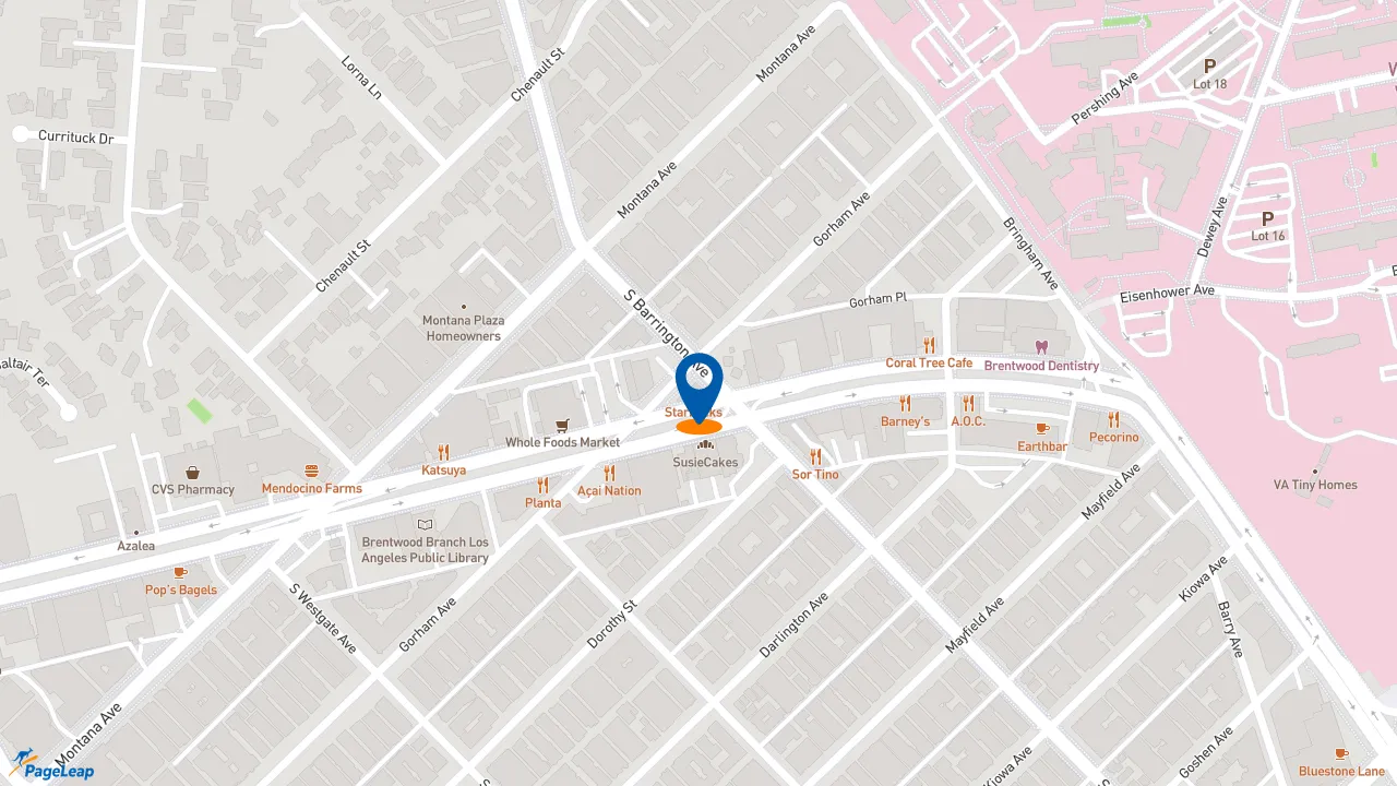 https://pageleap.com map showing location of Starbucks in Los Angeles.