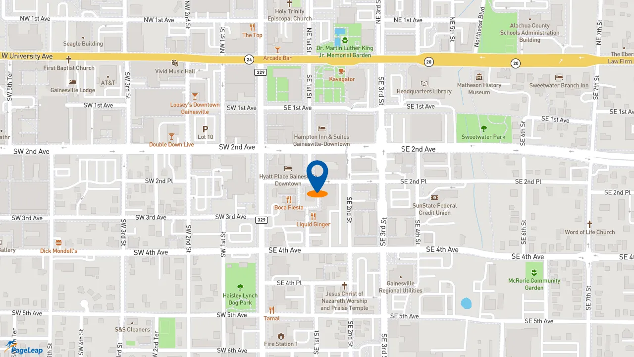 https://pageleap.com map showing location of Starbucks in Gainesville.