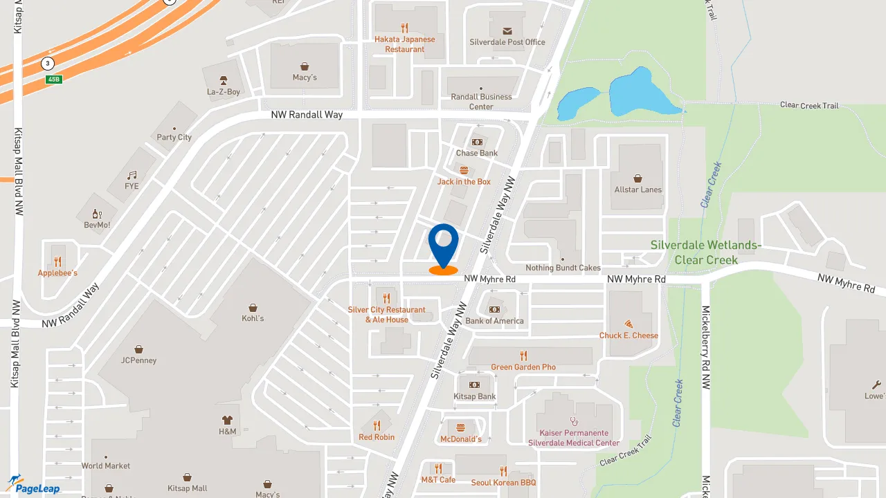 https://pageleap.com map showing location of Starbucks in Silverdale.