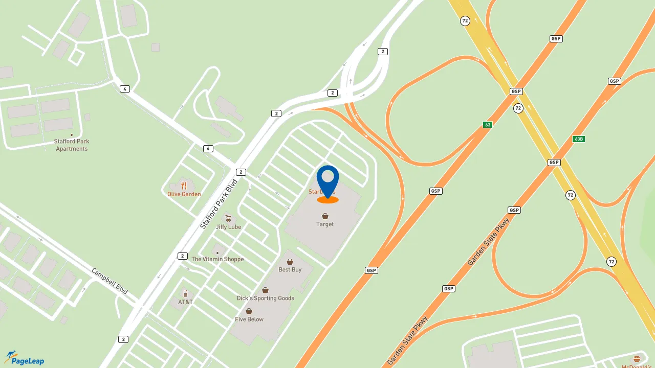 https://pageleap.com map showing location of Starbucks in Manahawkin.