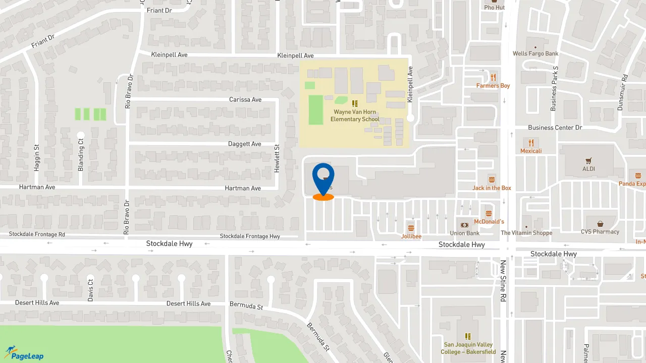 https://pageleap.com map showing location of Starbucks in Bakersfield.