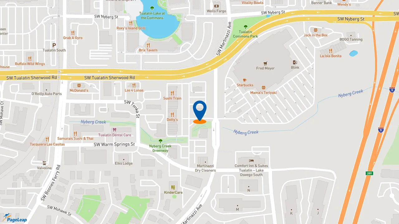 https://pageleap.com map showing location of Starbucks in Tualatin.