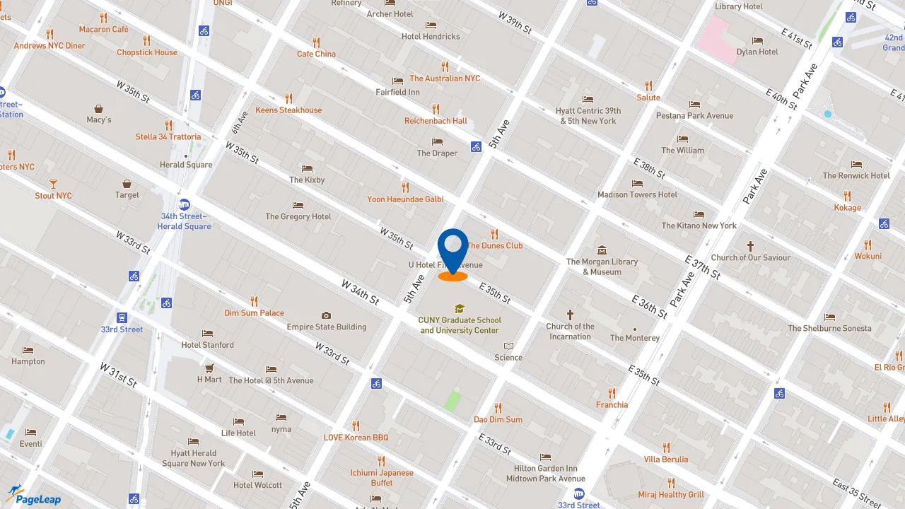https://pageleap.com map showing location of Starbucks in New York.