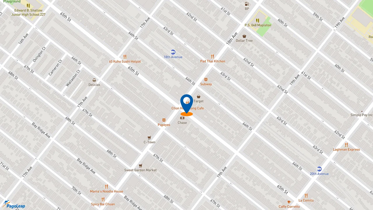 https://pageleap.com map showing location of Starbucks in Brooklyn.
