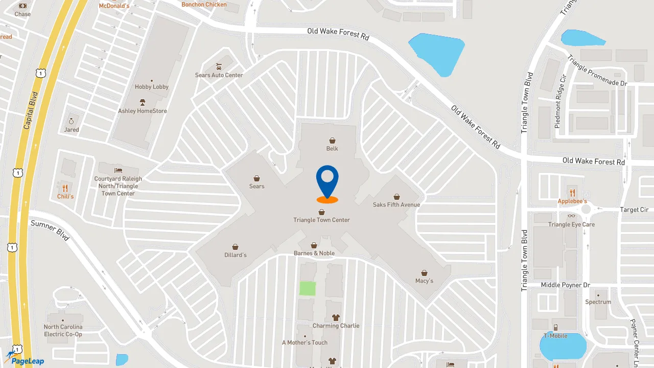 https://pageleap.com map showing location of Starbucks in Raleigh.