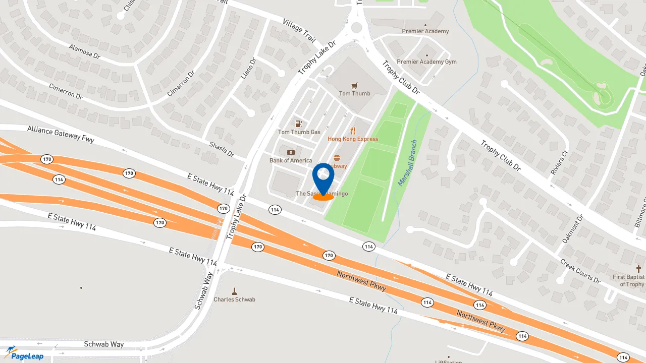 https://pageleap.com map showing location of Starbucks in Trophy Club.