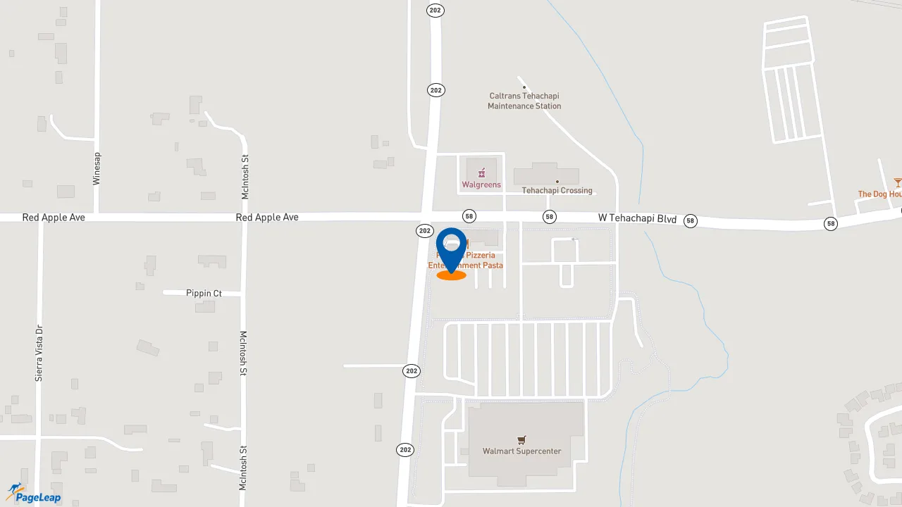https://pageleap.com map showing location of Starbucks in Tehachapi.