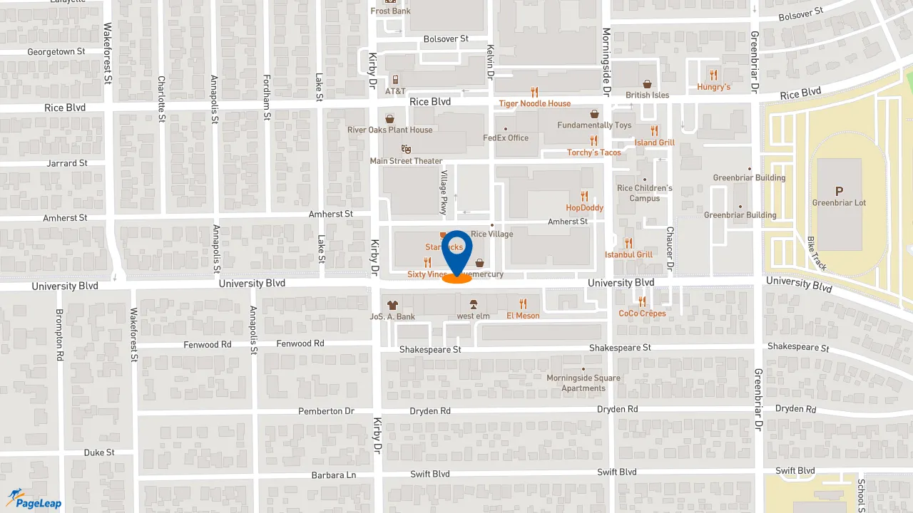 https://pageleap.com map showing location of Starbucks in Houston.