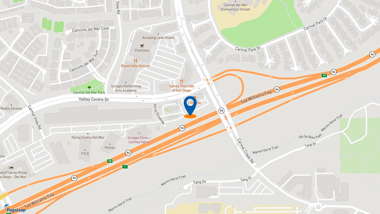 https://pageleap.com map showing location of Starbucks in San Diego.