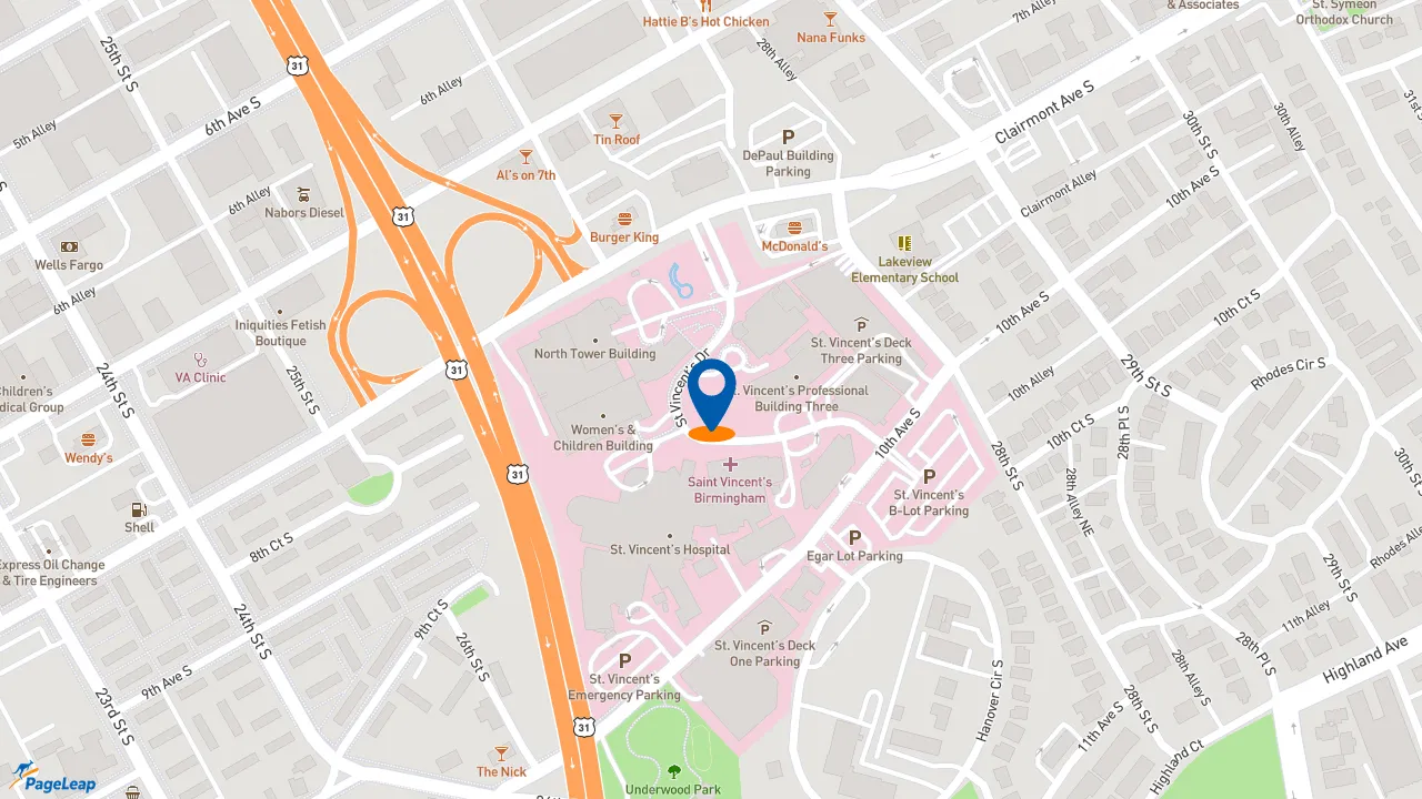 https://pageleap.com map showing location of Starbucks in Birmingham.
