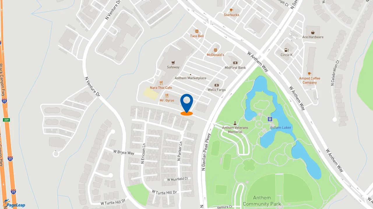 https://pageleap.com map showing location of Starbucks in Anthem.
