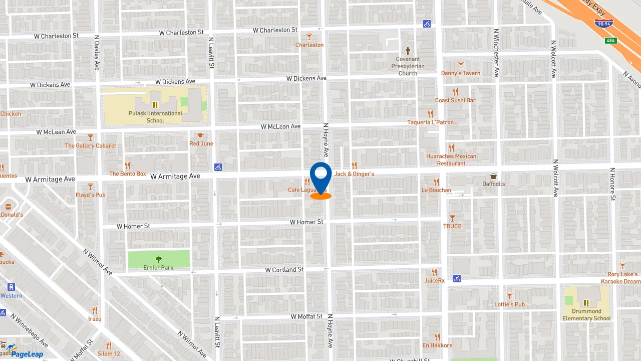 https://pageleap.com map showing location of Starbucks in Chicago.