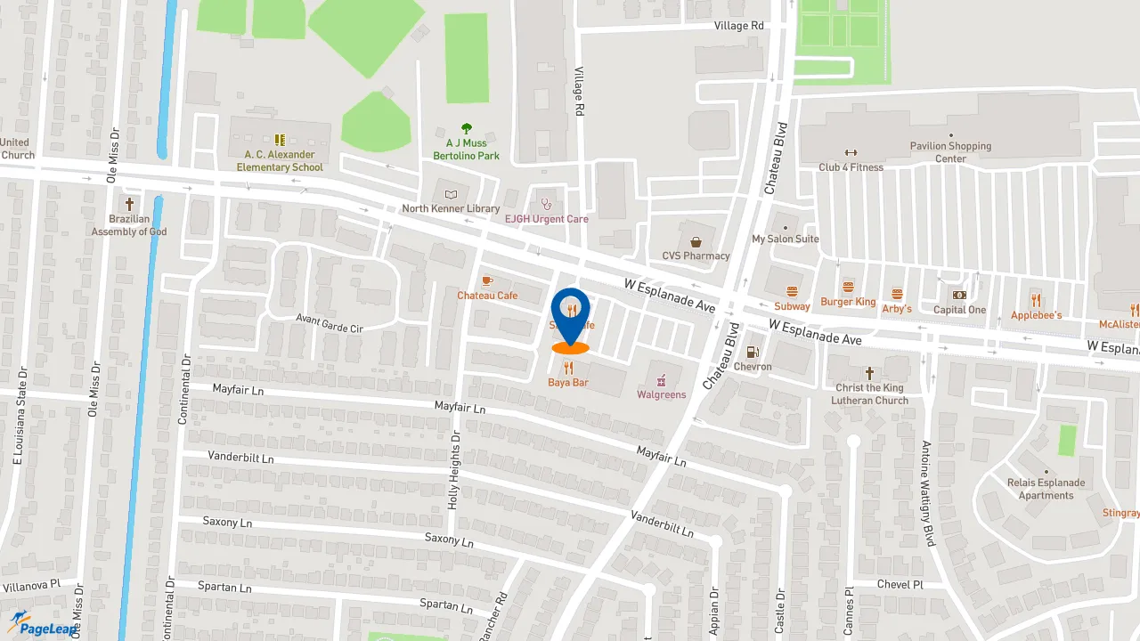 https://pageleap.com map showing location of Starbucks in Kenner.