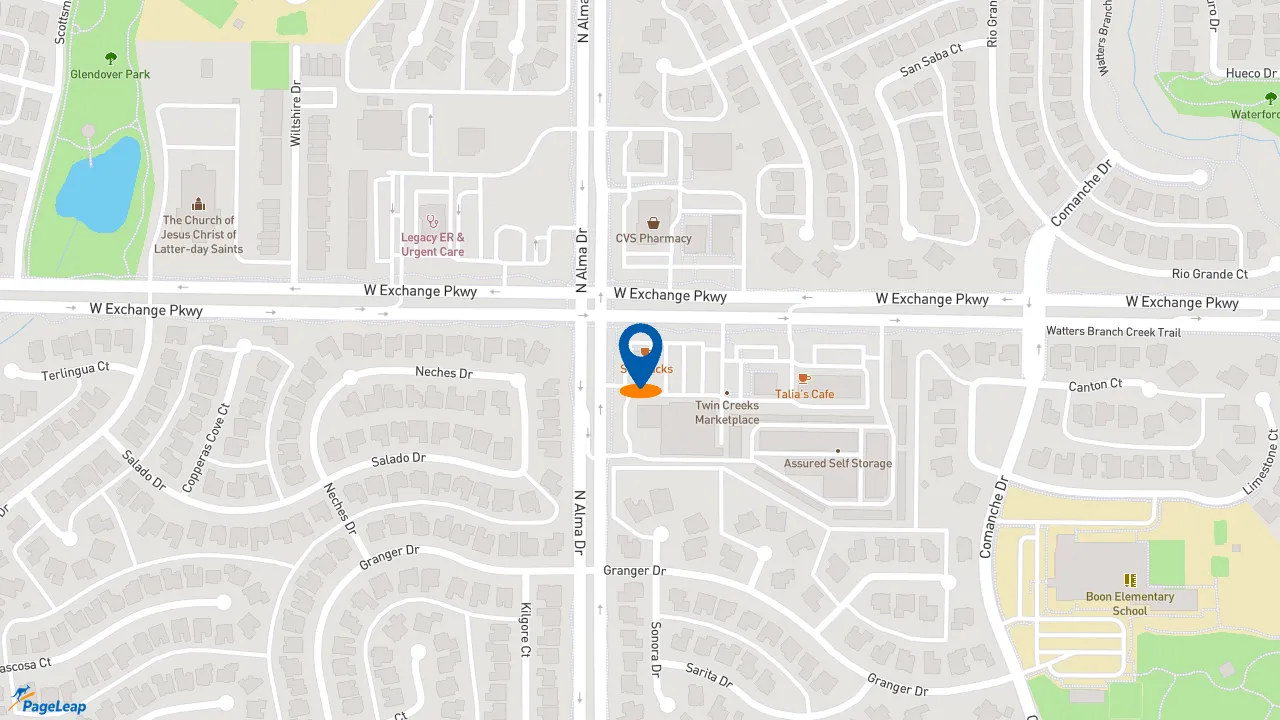 https://pageleap.com map showing location of Starbucks in Allen.