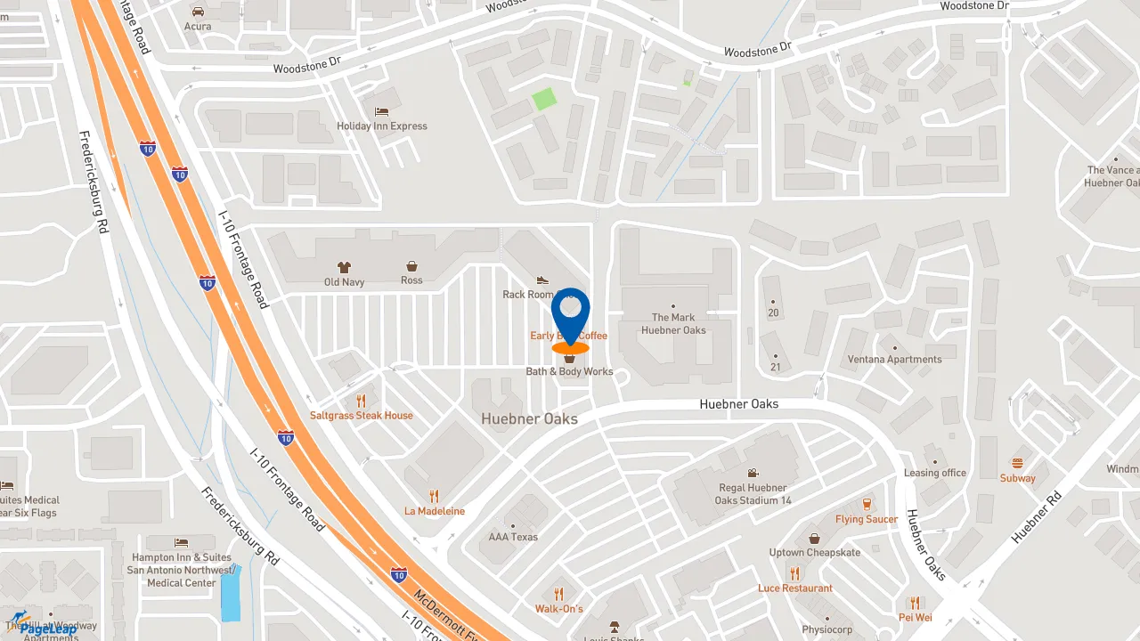 https://pageleap.com map showing location of Starbucks in San Antonio.