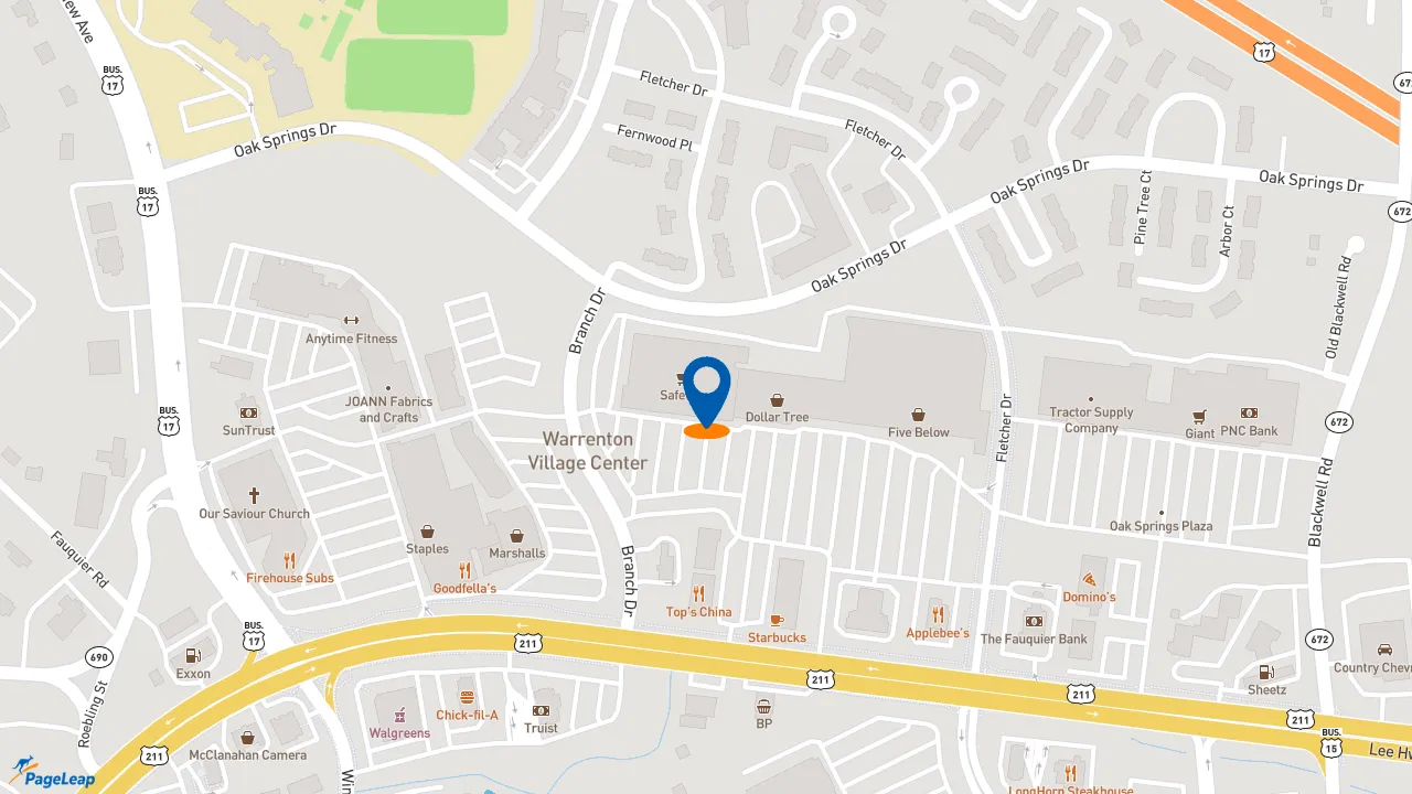 https://pageleap.com map showing location of Starbucks in Warrenton.