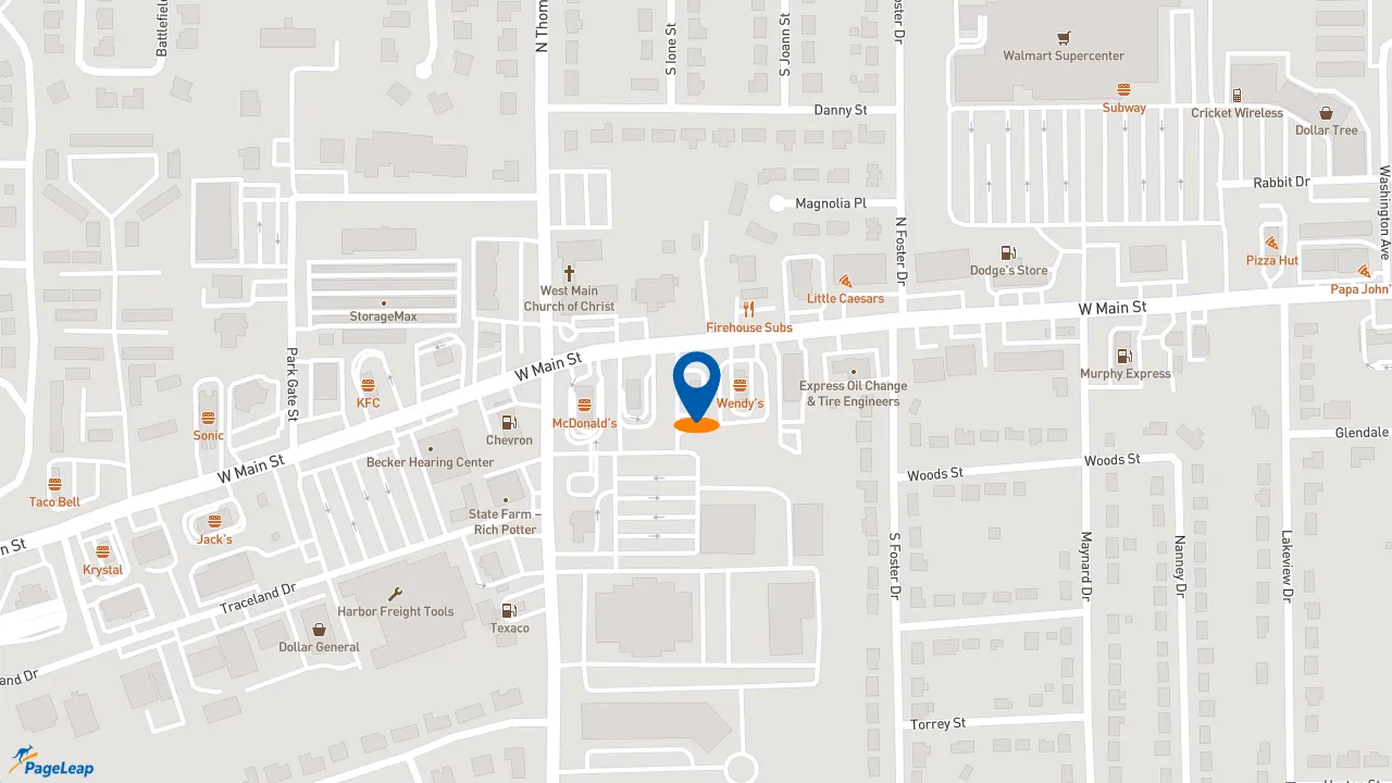 https://pageleap.com map showing location of Starbucks in Tupelo.