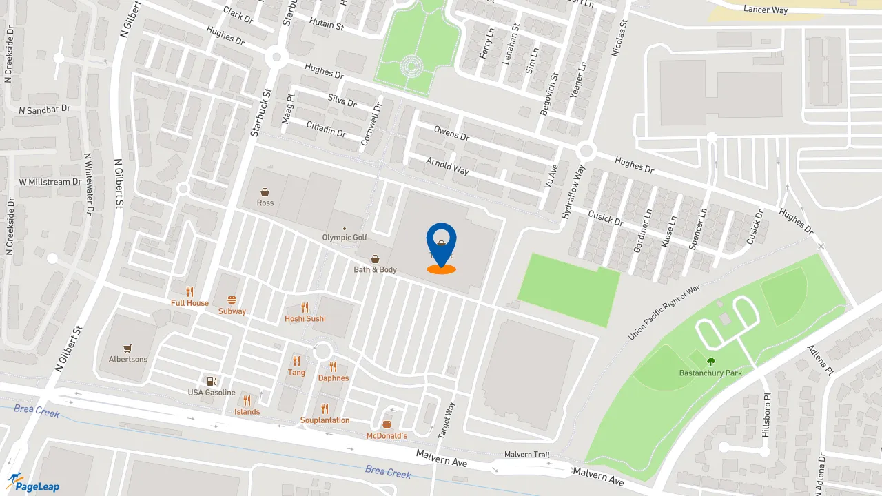 https://pageleap.com map showing location of Starbucks in Fullerton.