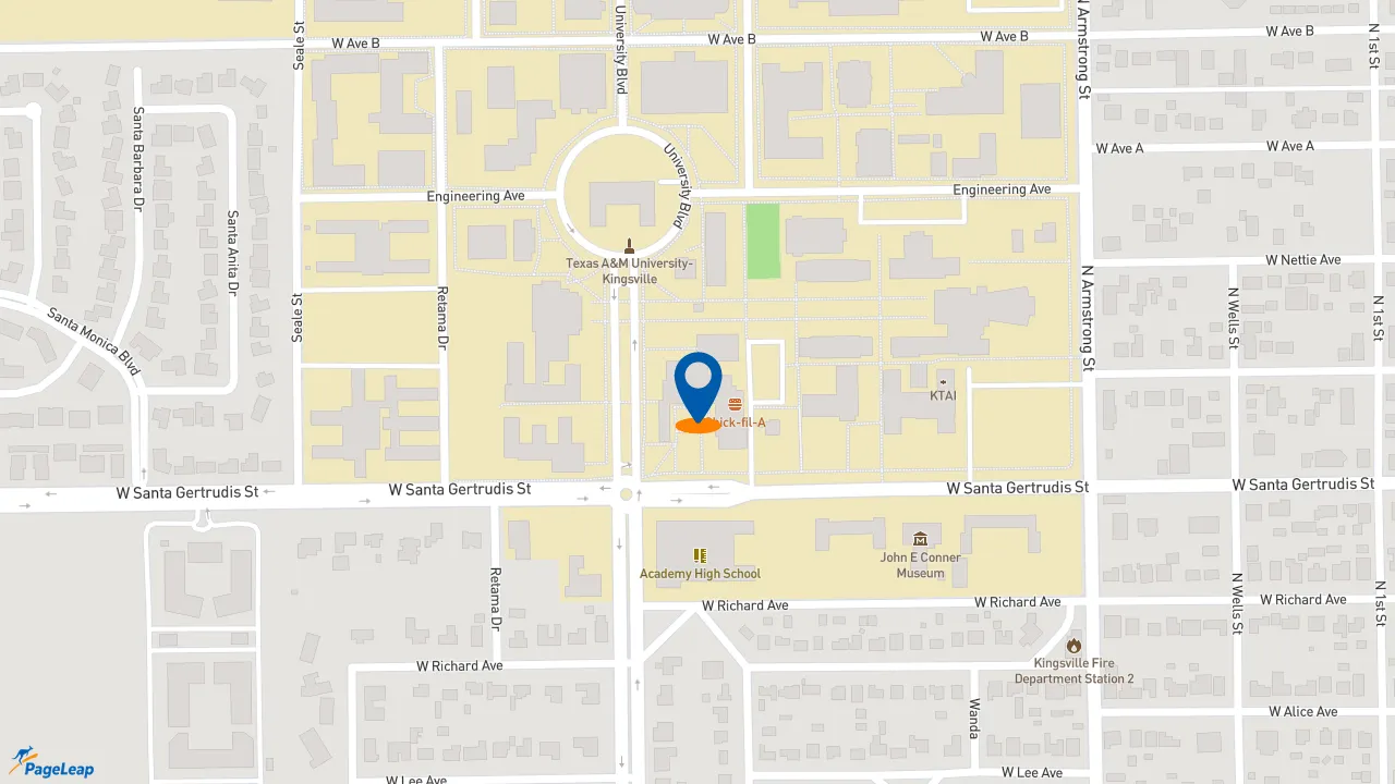 https://pageleap.com map showing location of Starbucks in Kingsville.