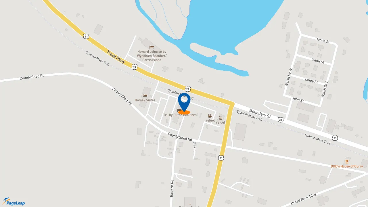 https://pageleap.com map showing location of Sub Station II - Beaufort SC in Beaufort.