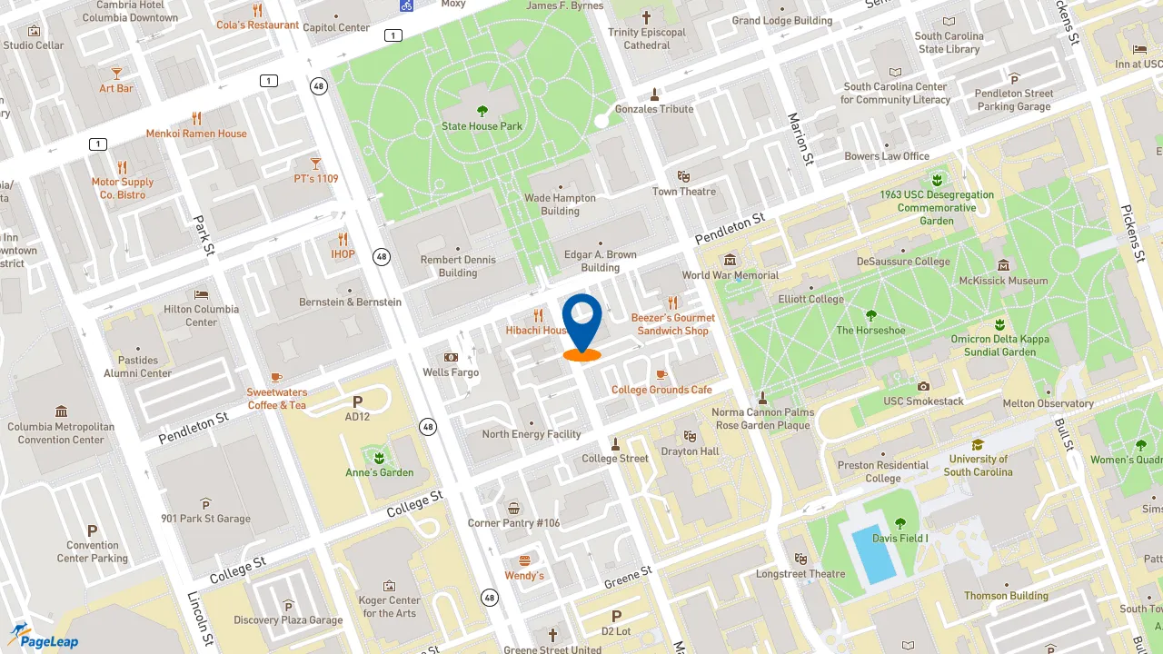 https://pageleap.com map showing location of Sub Station II in Columbia.