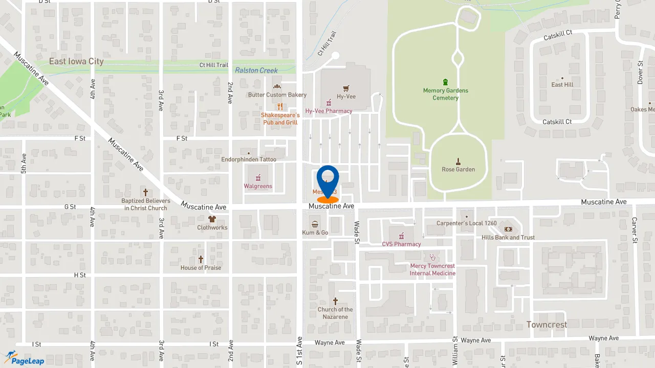 https://pageleap.com map showing location of Subway in Iowa City.