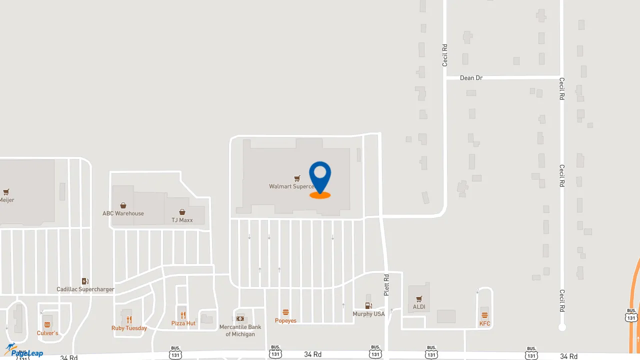 https://pageleap.com map showing location of Subway in Cadillac.