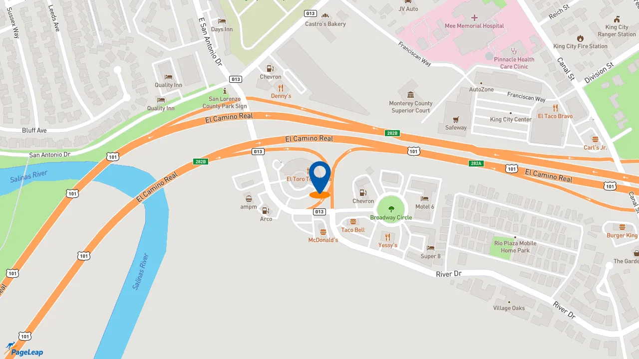 https://pageleap.com map showing location of Subway in King City.