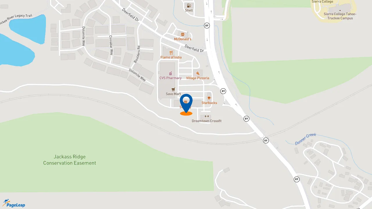 https://pageleap.com map showing location of Subway in Truckee.