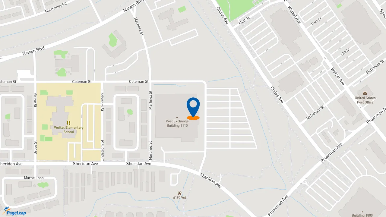 https://pageleap.com map showing location of Subway in Fort Carson.