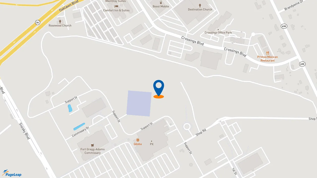 https://pageleap.com map showing location of Subway in Fort Gregg Adams.