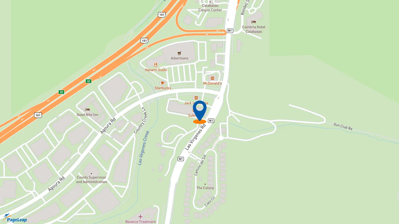 https://pageleap.com map showing location of Subway in Calabasas.