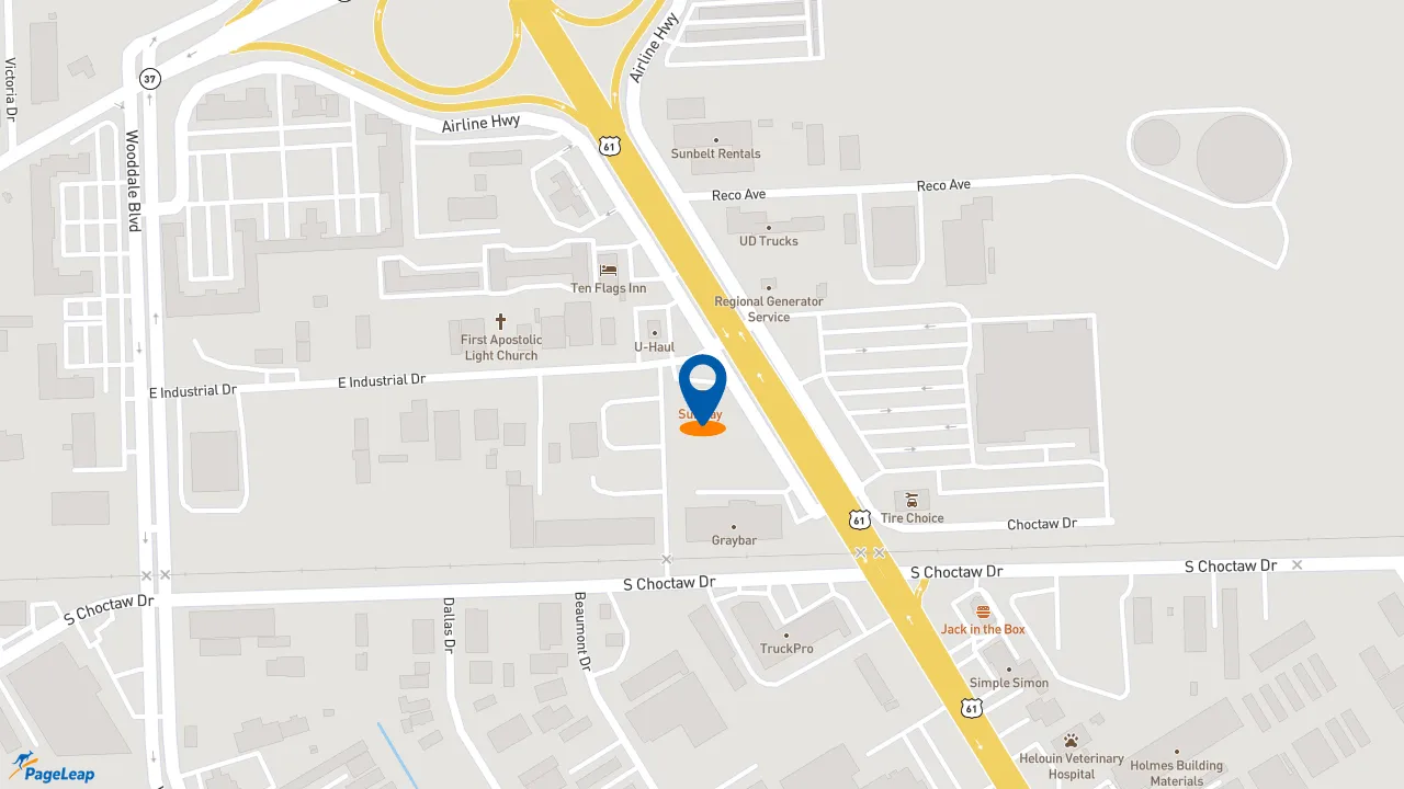 https://pageleap.com map showing location of Subway in Baton Rouge.