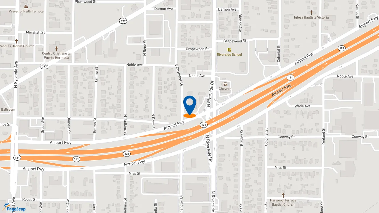 https://pageleap.com map showing location of Subway in Fort Worth.